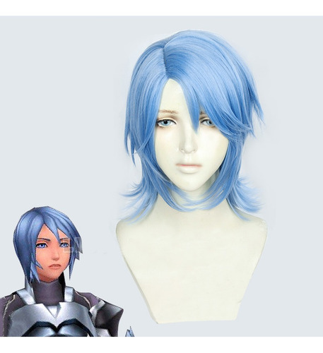 Peluca Hair Hair Wig De Kingdom Hearts Iii Aqua Juego De Rol