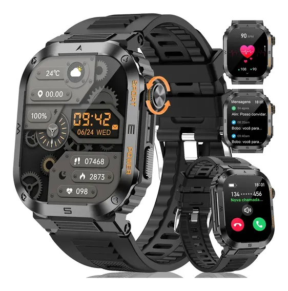 Smartwatch FoxBox BW0639 Sport Preto com Tela de 2.01" e Resistência IP68