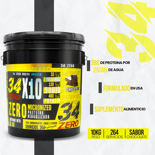 34 Zero Proteína Hidrolizada 10kg 264 Servs Varios Sabores Chocolate