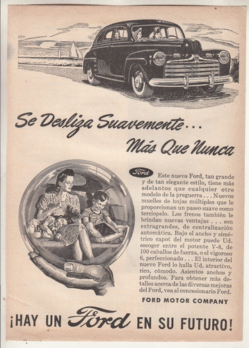 1946 Publicidad Vintage Automovil Ford De Revista De Epoca 