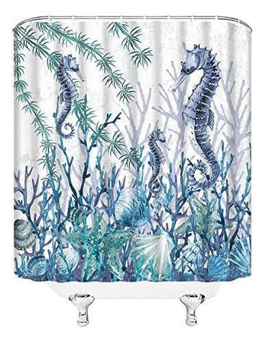 V Hykhyk Seahorse Starfish Co. Cortina De Ducha Coster