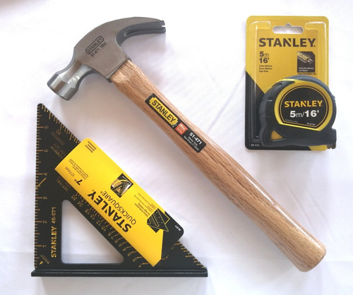 Kit Flexómetro/escuadra/martillo 16 Oz Stanley Envío Gratis