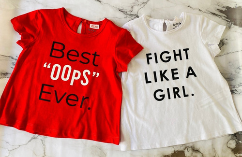 Playeras Originales Para Niña 12 A 18 Meses - Rojo / Blanco