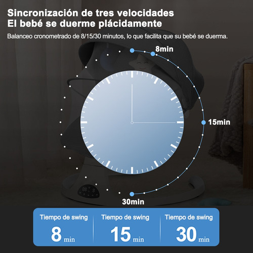 Mecedora 3en1 Bebé: Silla Comer+mosquitero Con Usb/cargador , Hamaca Para Bebé Con Mosquitera, Silla Mecedora Para Bebe, Silla Acolchada Multifuncional Para Bebés (gris Claro)