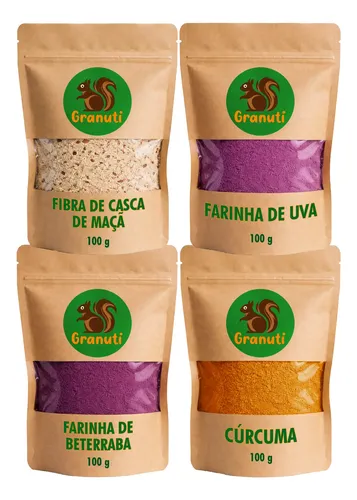 Mix Funcional: Fibra Maçã Uva Beterraba Cúrcuma 4x100g