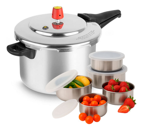 Panela De Pressão Polida 7,5l Eirilar E Jogo Potes Inox 5pcs