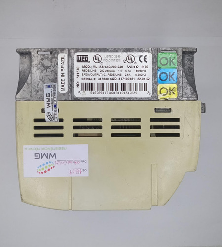 Inversor De Frequência Ml-2.6/1ac.200-240 - Weg (Usado)