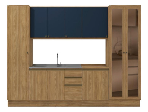Cozinha Modulada Celeste Kappesberg 100% Mdf Azul 7 Peças