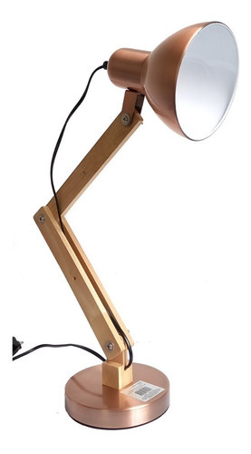 Imagen 2 de 7 de Lampara De Mesa Escritorio Brazo Flexible Base Fija Cobre