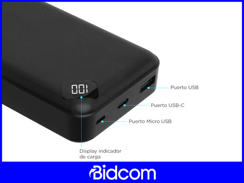 Power Bank Gadnic 25000 Mah Bateria Recargable Celular Usb Color Negro