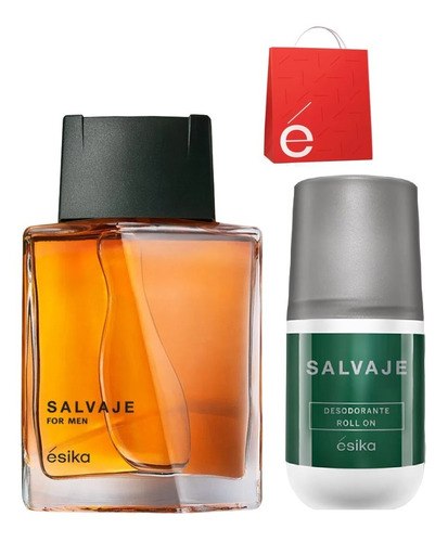 Perfume Salvaje + Desodorante Roll On + Bolsa Regalo Esika