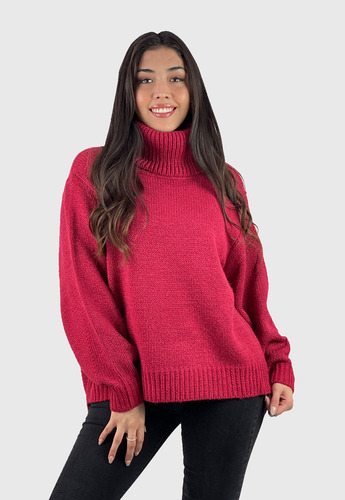 Sweater Mujer Cuello Tortuga Boho Burdeo