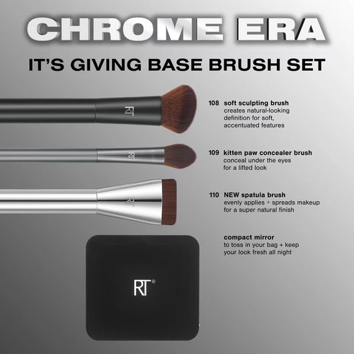 Real Techniques Chrome Era It's Giving Base Makeup Brush Set