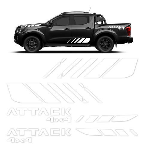 Kit Faixas Nissan Frontier Attack 4x4 2023 Adesivo Branco