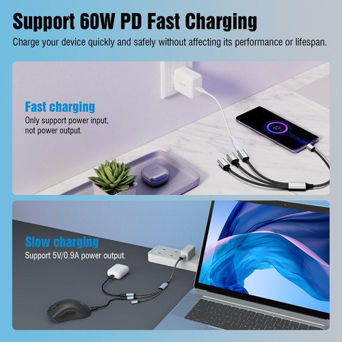 Adaptador Divisor Usb C Timovo Usb-c Macho Para 2 Usb-c Fême