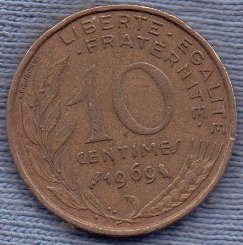 Francia 10 Centimes 1969 * Libertad *