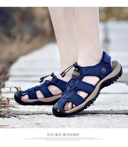 Cuero Genuino Para Zapatos Hombres, Sandalias Gran Tamaño A