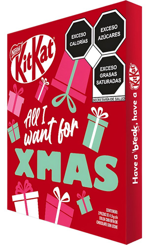 Kitkat Nestlé Tarjeta Navidad Chocolate 2 Pzas De 41.5 G C/u