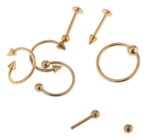 A 16pcs 16g Stud Ceja Lengua Labio Barras