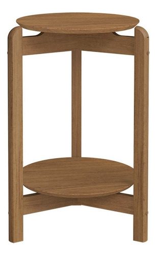 Mesa Lateral Mdf Com Pés De Madeira Maciça Lizz Eiwt