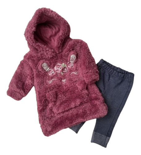 Conjunto Invierno Poleron Felpa Y Leggin Para Bebe Niña