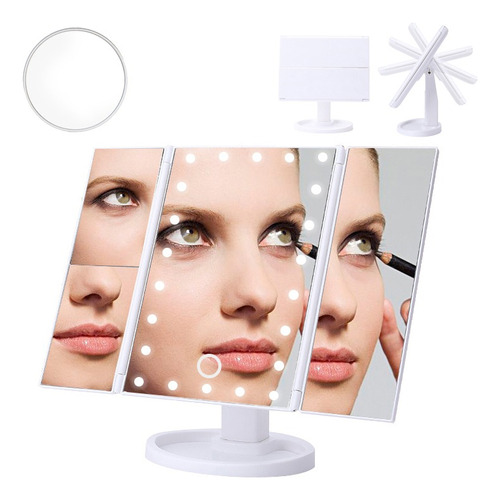 Espejo Maquillaje Luz Led Tríptica Aumentos Makeup Mirrors