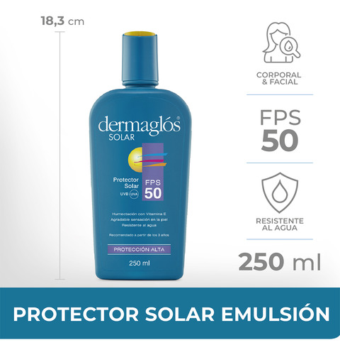 Protector Solar Emulsión Dermaglos Fps 50 250ml