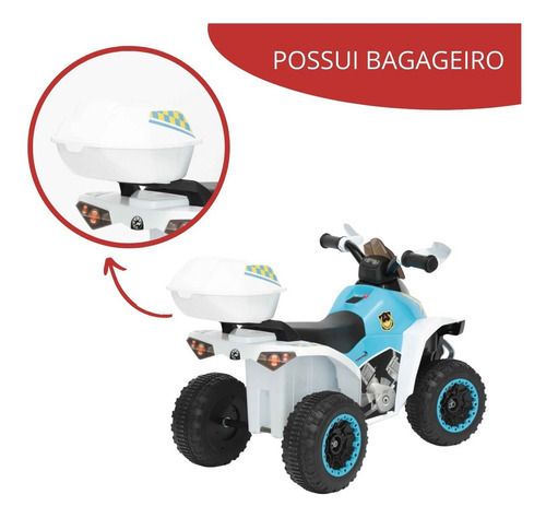 Mini Quadriciclo Moto Elétrica Infantil Importway Policia