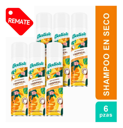 Shampoo En Seco Batiste Aerosol Aroma Tropical Kit 6 Pz 