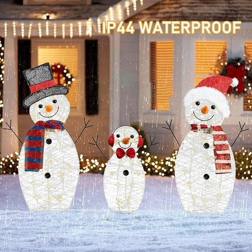 3 Peças De Tiras De Luz Led Brilhantes De Boneco De Neve De
