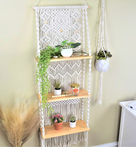 Estante Colgante De Pared De Macrame, Decoracion Ideal, Esta