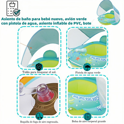 Salvavidas Inflables Cañón De Agua Inflables Para Alberca1 Verde