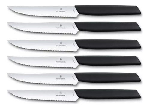 Set 6 Cuchillos De Carne Victorinox Swiss Modern 6.9003.12w Color Negro