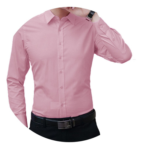 Camisa Gio Manga Larga Unicolor Para Hombre