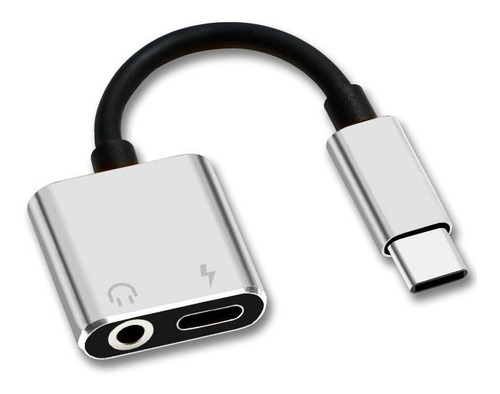 Adaptador USB-C a 3.5mm Silver AMITOSAI MTS-CAUDIOS para audio y carga simultaneos