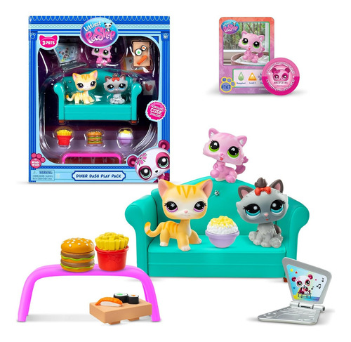 Littlest Pet Shop Collector Set Diner Dash Play 3 Mascotas