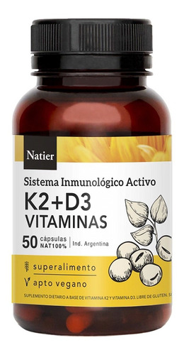 Vitamina K2 + D3 Natier X 50 Cápsulas