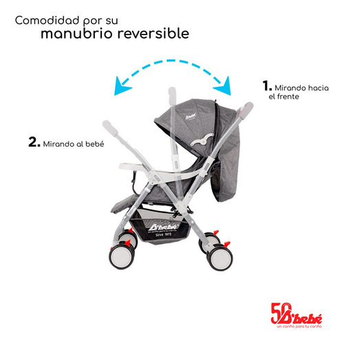 Carriola Reversible D'bebe Baby Bm Ligera Color Gris Gris