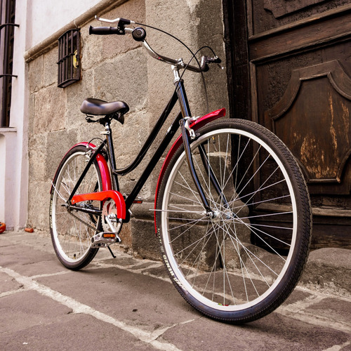 Bicicleta Vintage Urbana C/ Nombre 6 Vel Rojo Mybikemx