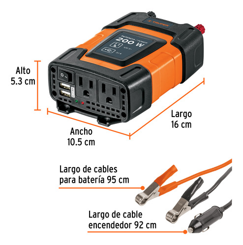 Adaptador Convertidor De Carro Ac A 12v Dc Enchufe 1 Pieza.