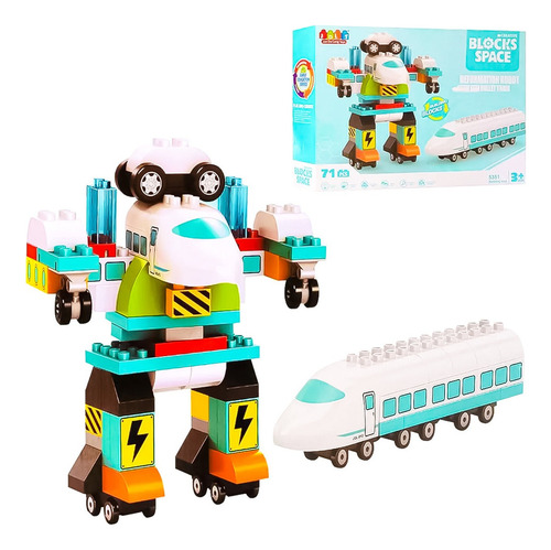 Set Construcción Bloques Tren Robot 71 Piezas Niños