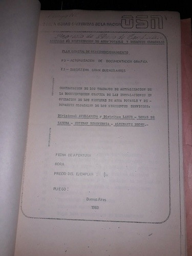 Osn Obras Sanitarias Nación Avellaneda Lanús Echeverria 1983 (Usado)