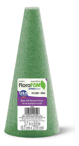 Floracraft Florafm Cono 3.7 Pulgadas X 8.9 Pulgadas Verde