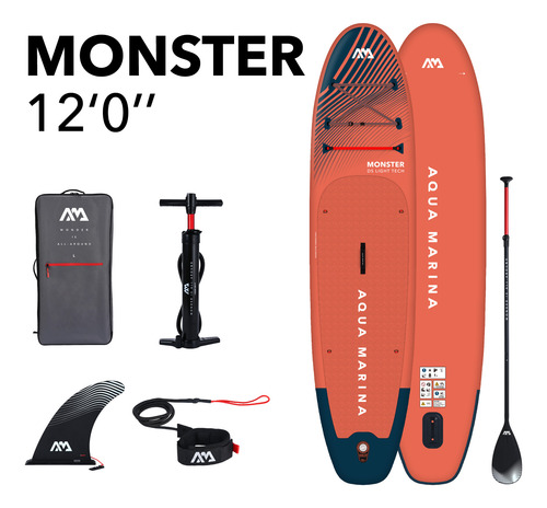 Tabla Paddle Surf Inflable 366cm Monster | Aqua Marina Salmón