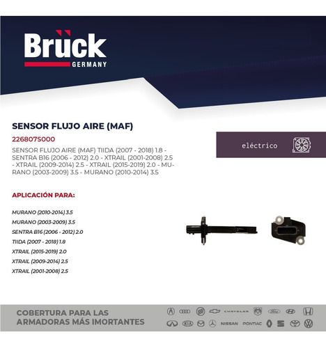 Sensor Flujo Aire Maf Tiida Sentra B16 2007 - 2012 1.8 Lit