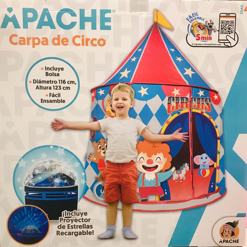 Casa De Campaña Infantil Circo Con Luces Apache En Caja Azul (Usado)