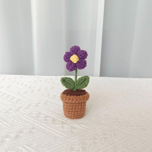 Buquê De Flores De Crochê Feito À Mão, Mini Folhado Roxo