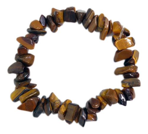 Pulseira De Cascalho Pedra Olho De Tigre Natural