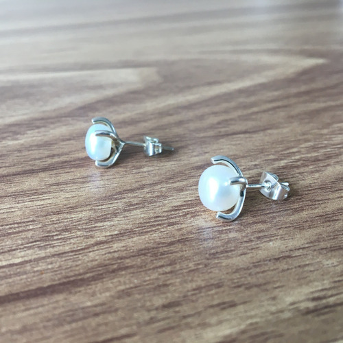 Imagen 4 de 9 de Broqueles De Perla Natural Y Plata 925 Mujer/niña 8mm Agálea