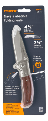 Navaja Abatible 4'' Metalica Truper 16981